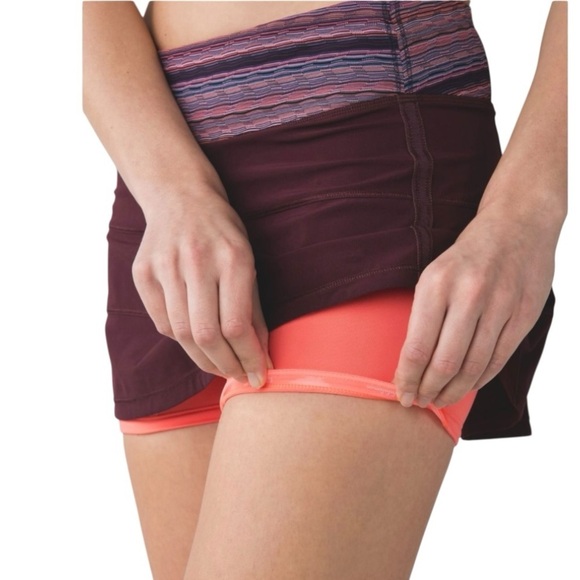 Lululemon Pace Rival Mid Rise Burgundy Skirt II Running Tennis Performance Sz 4 - Picture 2 of 12